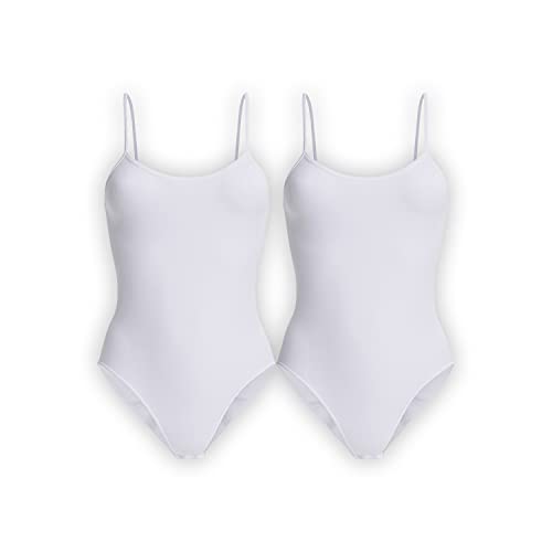 UnsichtBra 2er Set Body Damen Weiß | Spaghettiträger Damenbodys | Wohlfühl Body Damen Unterwäsche Weiss (2 x Weiss, S-M) von UnsichtBra