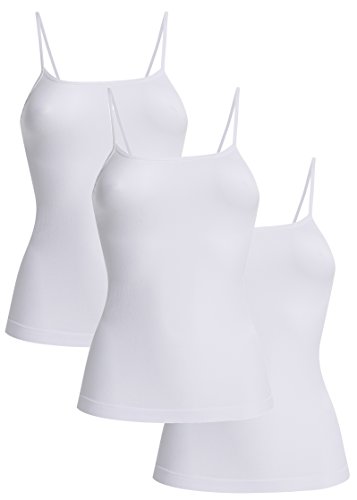 UnsichtBra 3er Pack Damen Shape Unterhemden | Spaghettiträger Basic Top Unterhemd | Mikrofaser Spaghetti Tops ohne Bügel | Weiss Schwarz Beige (3 x Weiss, M-L) von UnsichtBra