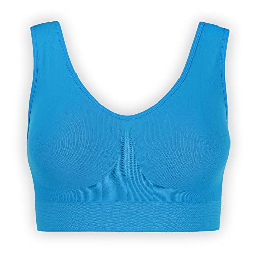 UnsichtBra Bustier Damen BH ohne Buegel | Wohlfühl Bustiers Top | Bügelloser Soft Bra | Schlaf Still Sport Bralette in vielen Farben (wellbra_sngl)(L, Blau) von UnsichtBra