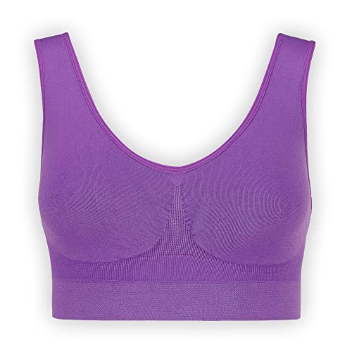 UnsichtBra Bustier Damen BH ohne Buegel | Wohlfühl Bustiers Top | Bügelloser Soft Bra | Schlaf Still Sport Bralette in vielen Farben (wellbra_sngl)(M, Lila) von UnsichtBra