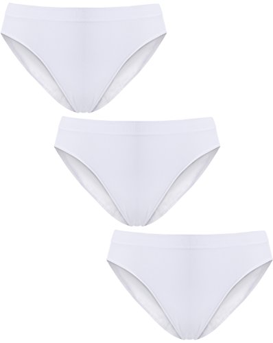 UnsichtBra Damen Unterwäsche Microfaser Slips im Mehrpack - Frauen Unterwäsche | 3-er Set - Wohlfühl - Unterhosen Damen (3 x Weiss, L-XL) von UnsichtBra