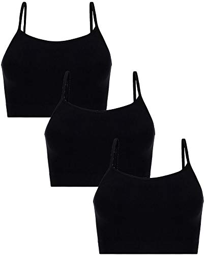 UnsichtBra Damen 3er Set Bustier Top BH ohne Bügel | Mehrpack Spaghettiträger Bralette BH | Frauen Sport Yoga Unterwäsche Basic Büstier Hemd (3 x Schw, 2XL) von UnsichtBra