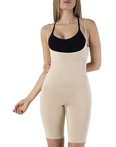 UnsichtBra Shapewear Damen Bauch Weg Body | Bauchweg Unterwäsche Korsett - Funktion | Eigener BH Bodyshaper für Frauen in schwarz, weiß u. beige (sw_2100)(L (44-50),Beige) von UnsichtBra