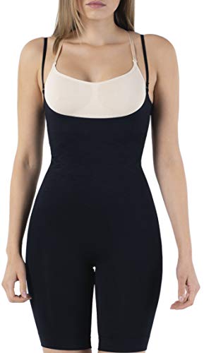 UnsichtBra Shapewear Damen Bauch Weg Body | Bauchweg Unterwäsche mit Korsett - Funktion | Bodyshaper für Frauen in Schw., weiß und beige (sw_2100)(M (40-46),Schw.) von UnsichtBra