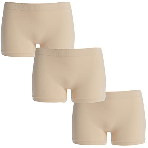 UnsichtBra Damen Panties Mehrpack - Frauen Unterwäsche | Damenunterwäsche - Damen Panty im 3-er Set | Wohlfühl Pantys | Damen Boxershorts (3 x Beige, L) von UnsichtBra