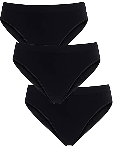 UnsichtBra Damen Unterwäsche Microfaser Slips im Mehrpack - Frauen Unterwäsche | 3-er Set - Wohlfühl - Unterhosen Damen (3 x Schwarz, 2XL-3XL) von UnsichtBra