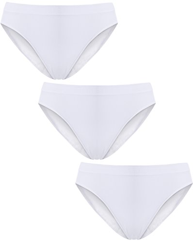 UnsichtBra Damen Unterwäsche Microfaser Slips im Mehrpack - Frauen Unterwäsche | 3-er Set - Wohlfühl - Unterhosen Damen (3 x Weiss, M-L) von UnsichtBra