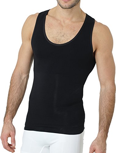 UnsichtBra Shapewear Unterhemd Herren | Body Shaper Funktionsshirt Herren | Bauchweg Kompressionsshirt Herren Weiss Beige Schwarz (sw_7100)(M, Schwarz) von UnsichtBra