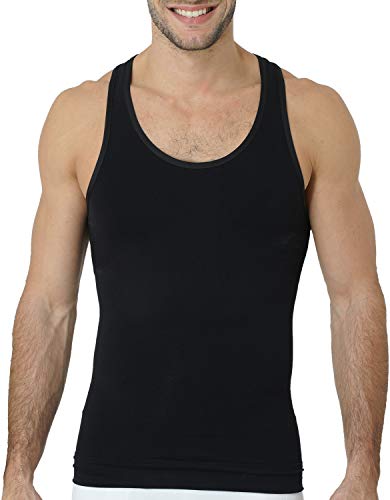 UnsichtBra Shapewear Unterhemd Herren Tank Top | Body Shaper Funktionsshirt Herren | Bauchweg Herren Kompressionsshirt Weiss o. schwarz (sw_7101)(L, Schwarz) von UnsichtBra