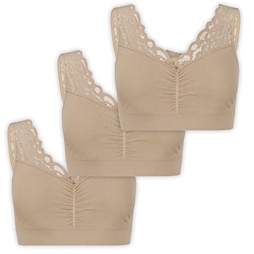 UnsichtBra Spitzen Bustier Damen BH ohne Buegel | 3er Set Wohlfühl Bustiers Tops mit feiner Spitze | Bügelloser Soft Bra | Schlaf Still Büstier (l_HHH)(S) von UnsichtBra