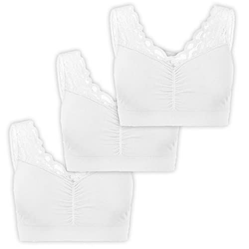 UnsichtBra Spitzen Bustier Damen BH ohne Buegel | 3er Set Wohlfühl Bustiers Tops mit feiner Spitze | Bügelloser Soft Bra | Schlaf Still Büstier (l_www)(L) von UnsichtBra