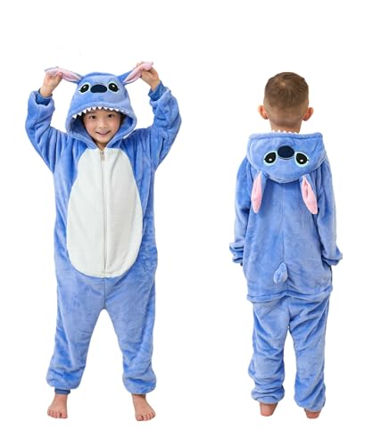 Unsoprstvs Schlafanzug Kinder – Weiches Tier Kostüm Pyjama mit Kapuze für Jungen & Mädchen (5-6 Jahre) | Perfekt für Fasching, Karneval Schlafpartys von Unsoprstvs