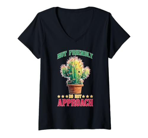 Damen Not Friendly Do Not Approach Introvertiertes antisozial T-Shirt mit V-Ausschnitt Damen Not Friendly Do Not Approach Introvertiertes antisozial T-Shirt mit V-Ausschnitt von Unsoziale Energie unfreundliche Stimmung