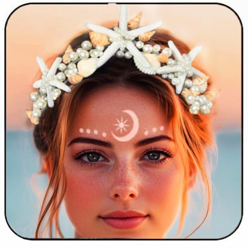 Unsutuo Muschel-Stirnband, Seestern, Tiara, Perle, Meerjungfrau-Haarschmuck für Damen von Unsutuo