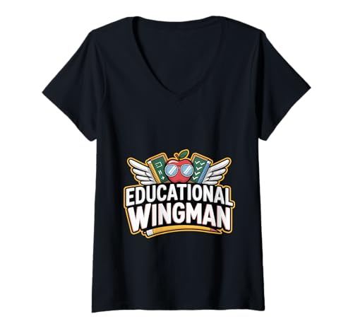 Damen Educational Wingman Unterstützung von Lehrerassistenten T-Shirt mit V-Ausschnitt Damen Educational Wingman Unterstützung von Lehrerassistenten T-Shirt mit V-Ausschnitt von Unterrichtsunterstützungslehrer
