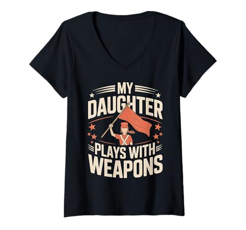 Damen My Daughter Plays with Weapons Eltern -Farbwache - T-Shirt mit V-Ausschnitt Damen My Daughter Plays with Weapons Eltern -Farbwache - T-Shirt mit V-Ausschnitt von Unterstützender Eltern -Bandwaffe -Waffe
