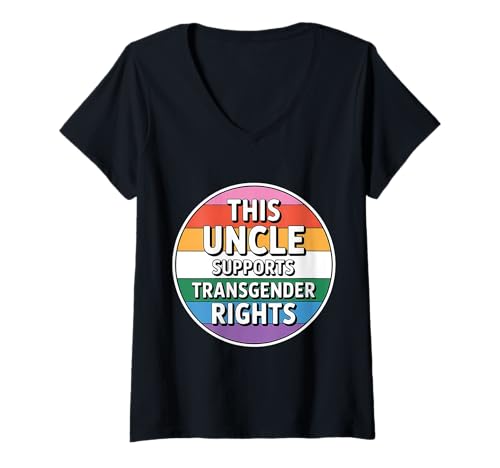 Damen This Uncle Supports Transgender Rights LGBTQ Ally |- T-Shirt mit V-Ausschnitt Damen This Uncle Supports Transgender Rights LGBTQ Ally |- T-Shirt mit V-Ausschnitt von Unterstützender Onkel LGBTQ Ally