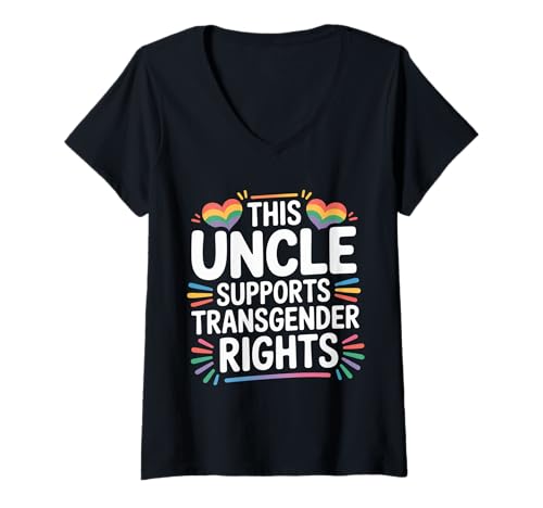 Damen This Uncle Supports Transgender Rights LGBTQ Ally |- T-Shirt mit V-Ausschnitt von Unterstützender Onkel LGBTQ Ally