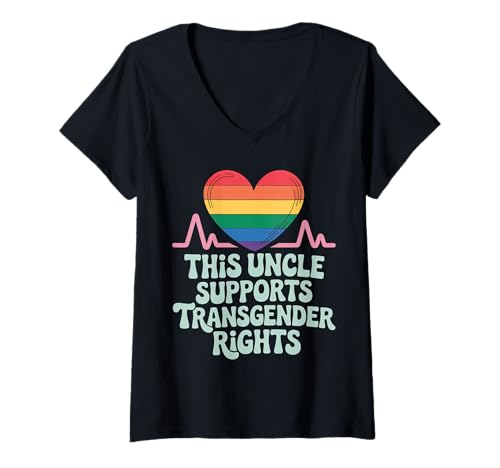 Damen This Uncle Supports Transgender Rights LGBTQ Ally |- T-Shirt mit V-Ausschnitt Damen This Uncle Supports Transgender Rights LGBTQ Ally |- T-Shirt mit V-Ausschnitt von Unterstützender Onkel LGBTQ Ally