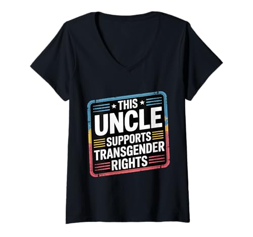 Damen This Uncle Supports Transgender Rights LGBTQ Ally |- T-Shirt mit V-Ausschnitt Damen This Uncle Supports Transgender Rights LGBTQ Ally |- T-Shirt mit V-Ausschnitt von Unterstützender Onkel LGBTQ Ally