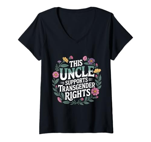 Damen This Uncle Supports Transgender Rights LGBTQ Ally - T-Shirt mit V-Ausschnitt von Unterstützender Onkel LGBTQ Ally