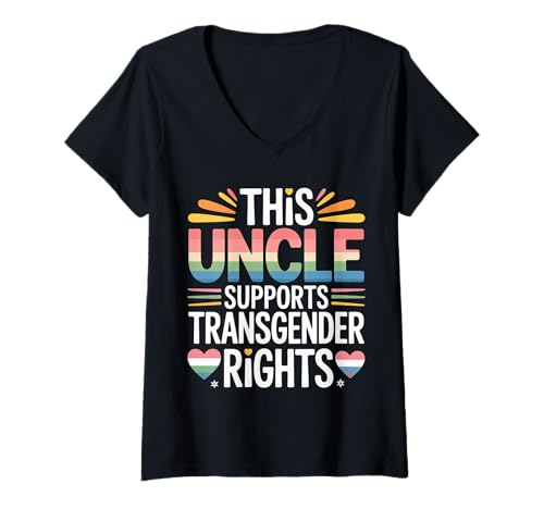 Damen This Uncle Supports Transgender Rights LGBTQ Ally |- T-Shirt mit V-Ausschnitt Damen This Uncle Supports Transgender Rights LGBTQ Ally |- T-Shirt mit V-Ausschnitt von Unterstützender Onkel LGBTQ Ally