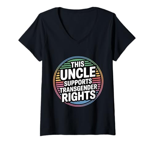 Damen This Uncle Supports Transgender Rights LGBTQ Ally |- T-Shirt mit V-Ausschnitt Damen This Uncle Supports Transgender Rights LGBTQ Ally |- T-Shirt mit V-Ausschnitt von Unterstützender Onkel LGBTQ Ally
