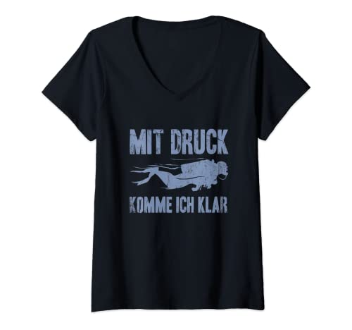 Damen Mit Druck Komme Ich Klar Tauchen Taucher Tauchlehrer Wasser T-Shirt mit V-Ausschnitt Damen Mit Druck Komme Ich Klar Tauchen Taucher Tauchlehrer Wasser T-Shirt mit V-Ausschnitt von Unterwasser & Freitaucher Sprüche