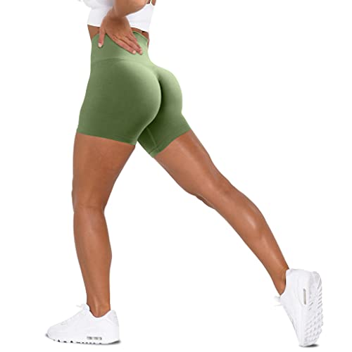 Unthewe Workout Butt Lifting Kurze Hose Sporthose für Frauen Hohe Taille Nahtlose Gym Yoga Booty Shorts, Scrunch Dusty Green, Groß Unthewe Workout Butt Lifting Kurze Hose Sporthose für Frauen Hohe Taille Nahtlose Gym Yoga Booty Shorts, Scrunch Dusty Green, Groß von Unthewe
