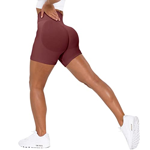Unthewe Workout Butt Lifting Shorts für Frauen Hohe Taille Nahtlos Gym Yoga Booty Shorts, Booty Wine, Klein von Unthewe