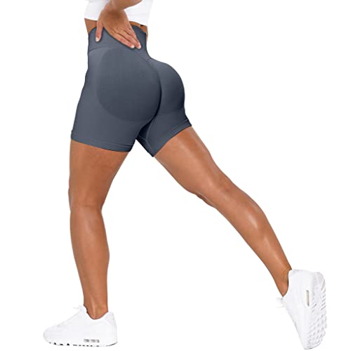 Unthewe Workout-Shorts für Damen, hohe Taille, nahtlos, für Fitnessstudio, Yoga, Booty-Shorts, Booty Dunkelgrau, Klein von Unthewe