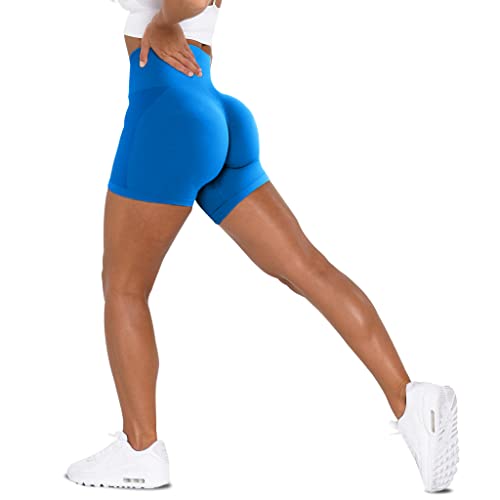 Unthewe Workout Butt Lifting Shorts für Frauen Hohe Taille Nahtlos Gym Yoga Booty Shorts, Scrunch Königsblau, Mittel von Unthewe