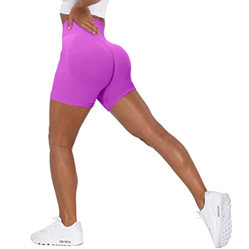 Unthewe Workout Butt Lifting Shorts für Frauen Hohe Taille Nahtlose Gym Yoga Booty Shorts, Booty Pitaya Violett, Klein von Unthewe