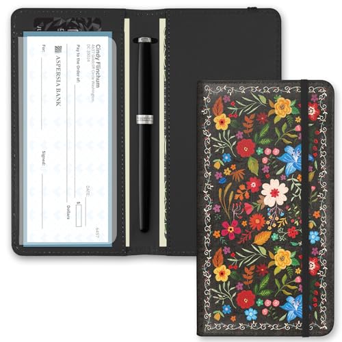 UntilPlan Bedrucktes Scheckbuch-Cover, schmal, langlebig, RFID-blockierend, hochwertiges Leder, doppelte Schecks für Damen und Herren, Blumenfarben UntilPlan Bedrucktes Scheckbuch-Cover, schmal, langlebig, RFID-blockierend, hochwertiges Leder, doppelte Schecks für Damen und Herren, Blumenfarben von UntilPlan