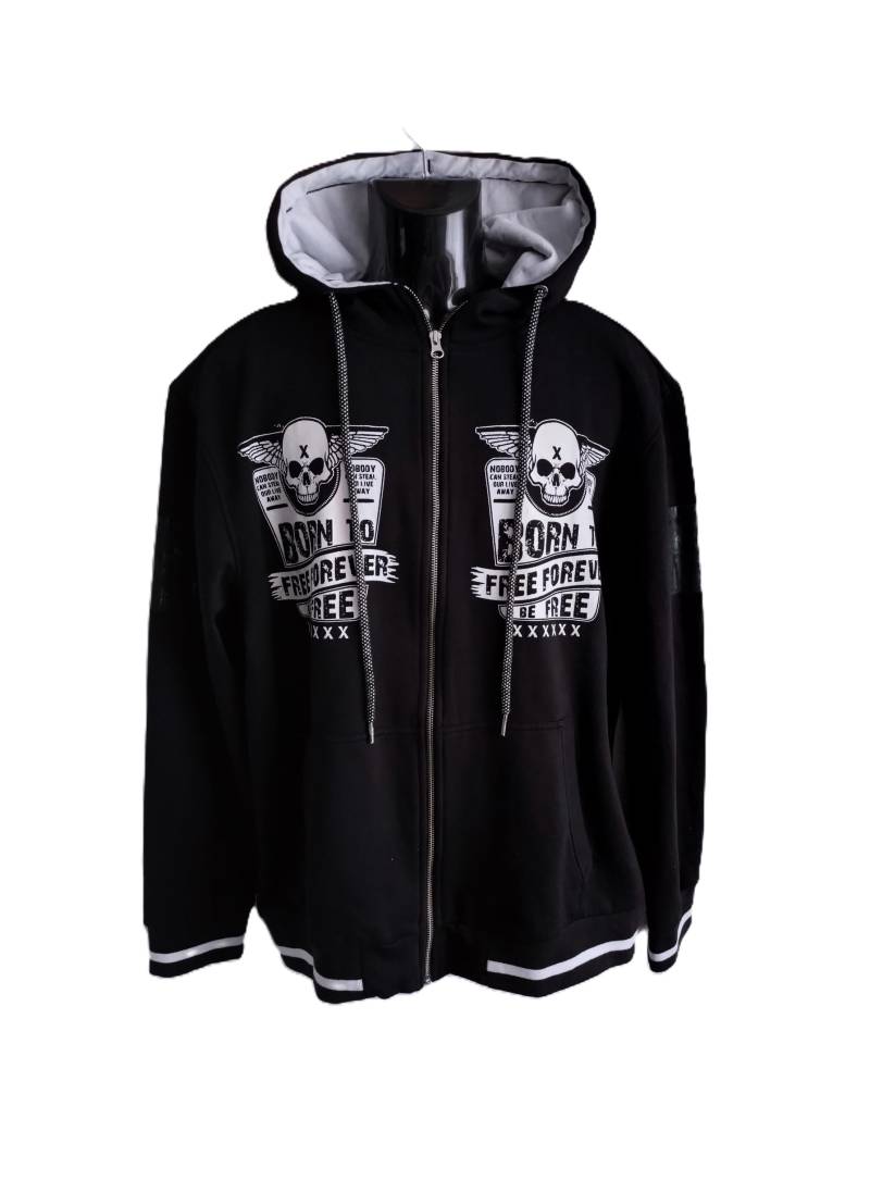 Limitierte Visual Kei Männer Unisex Kapu Kaputzen "Born To Be Free" Untot J Street Fashion Harajuku Shibuya Otaku Vk Visu Jacke Schwarz von Untotshop