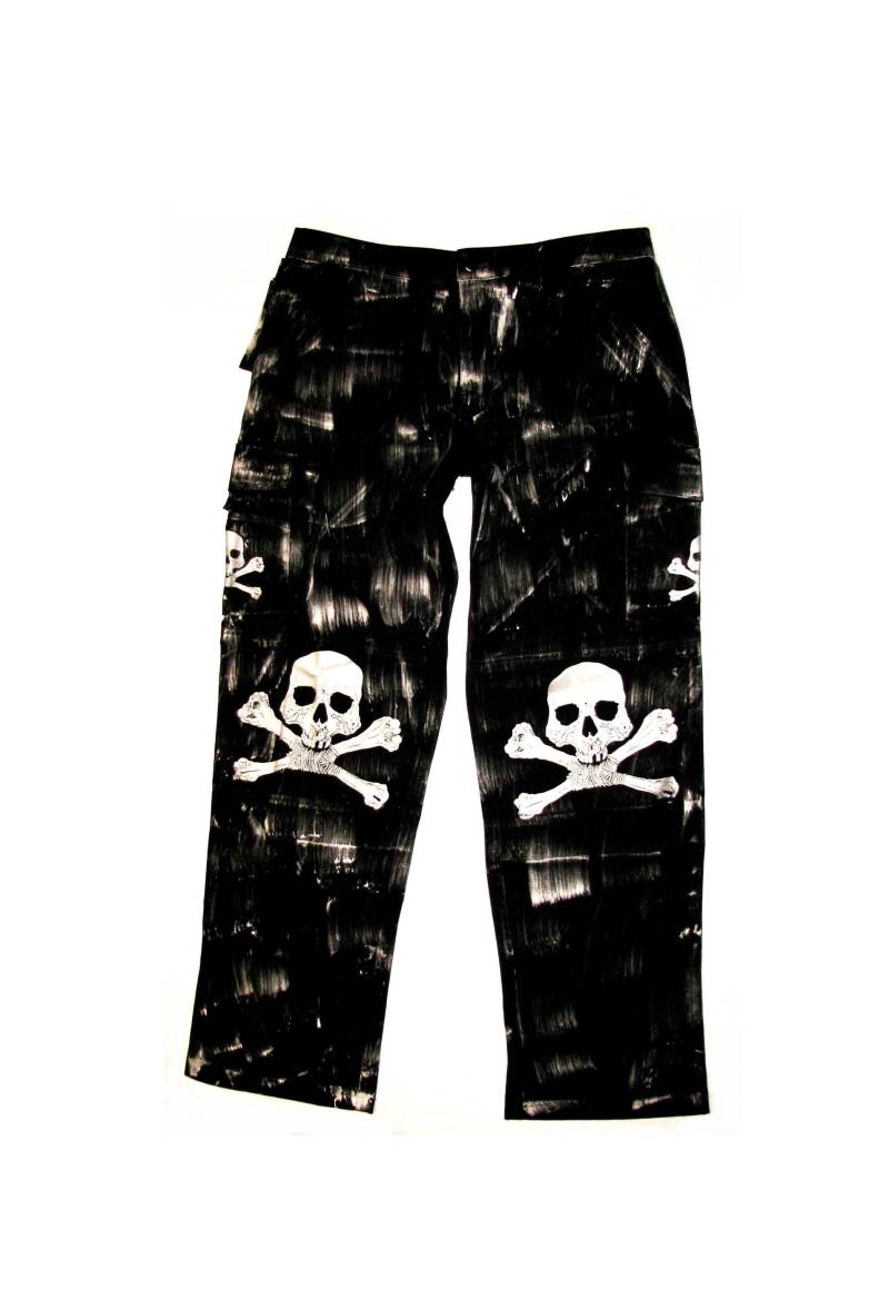 Limitierte Visual Kei Unisex Männer "Skull" Carbon Hose Biker Rocker Vk Visu Untot Shibuya Otaku Harajuku J Street Fashion Style von Untotshop