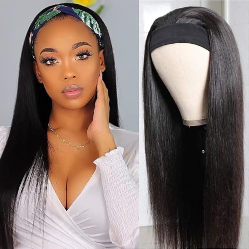 Unvizossa Stirnband-Perücke, glatt, Echthaar-Perücke für schwarze Frauen, klebefrei, ohne Lace-Front, brasilianisches unbehandeltes Haar, maschinell hergestellt, Stirnband-Perücke, 150 % Dichte Unvizossa Stirnband-Perücke, glatt, Echthaar-Perücke für schwarze Frauen, klebefrei, ohne Lace-Front, brasilianisches unbehandeltes Haar, maschinell hergestellt, Stirnband-Perücke, 150 % Dichte von Unvizossa