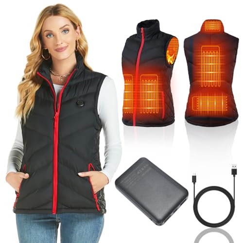 Unzipp Beheizte Weste für Damen mit Akkupack, Leichte Elektrische Heizweste für Damen, Wiederaufladbare USB-Weste mit Taschen, Warme Weste Winter Slim Fit Weste Angeln Outdoor Wandern Jagdweste von Unzipp