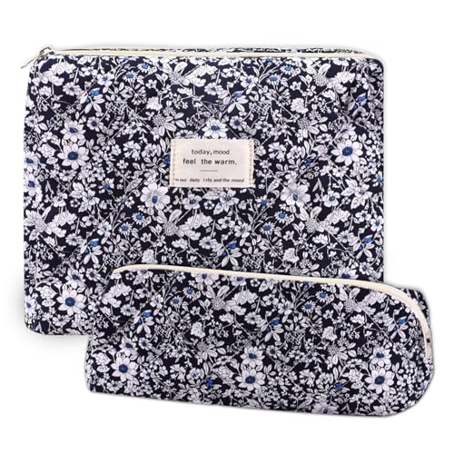 Groß und kleine Kosmetiktaschen Damen mit Quiltstoff-Design & Schminktasche MädchenMake Up Tasche kosmetikbeutel für –großes Stauraum-Konzept für Home, Travel & Alltagsgesichtspflege von UoQo