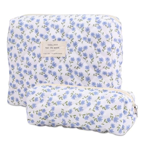 Groß und kleine Kosmetiktaschen Damen mit Quiltstoff-Design & Schminktasche MädchenMake Up Tasche kosmetikbeutel für –großes Stauraum-Konzept für Home, Travel & Alltagsgesichtspflege von UoQo