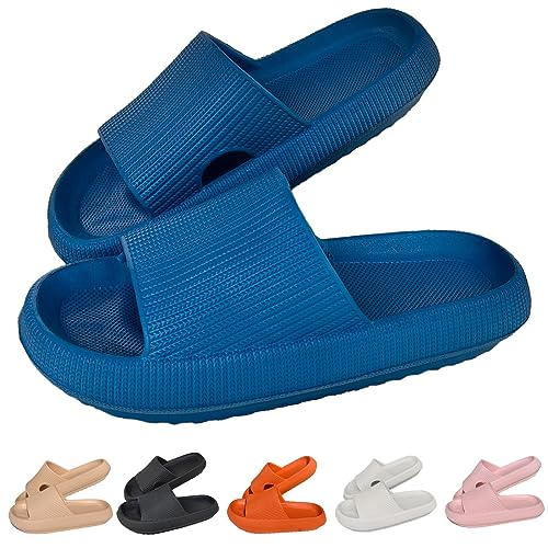 UoYeet Cloud Slides für Damen und Herren, kuschelige Hausschuhe mit dicker Laufsohle, rutschfest und wasserdicht, perfekt für Badezimmer, Pool und im Freien, Blau 40/41 von UoYeet