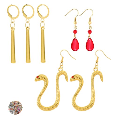 YouU Anime One P. Ohrringe Strohhut Luffy Cosplay Schmuckset Boa Hancock Pirat Kaiserin Schlangenohrringe Zoro Ohrring mit Aufklebern 23 Stück, Vinyl von YouU