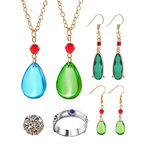 YouU 25 Stück Howl's Moving Castle Halskette Ohrringe Ring Set Wassertropfen Form Ohrhaken Anime Aufkleber YouU 25 Stück Howl's Moving Castle Halskette Ohrringe Ring Set Wassertropfen Form Ohrhaken Anime Aufkleber von YouU
