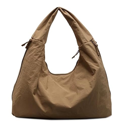 Nylon-Tragetasche für Damen, solide Crossbody-Handtasche, groß, lässig, Hobo-Tasche, mehrere Taschen, halbmondförmig, Schultertasche (Kaffee) von Uohuangjia