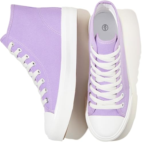 Uoidru High Top Sneakers für Damen, Segeltuchschuhe, weißes Segeltuch, hohe Oberteile, Freizeitschuhe, Schnürschuhe, modische Sneaker, Helles Violett, 35.5 EU Uoidru High Top Sneakers für Damen, Segeltuchschuhe, weißes Segeltuch, hohe Oberteile, Freizeitschuhe, Schnürschuhe, modische Sneaker, Helles Violett, 35.5 EU von Uoidru