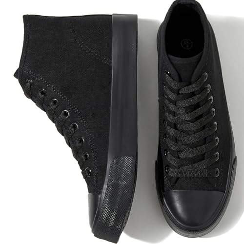 Uoidru High Top Sneakers für Frauen Canvas Schuhe Weiß Canvas High Tops Frauen Casual Walking Shoes Lace Up Fashion Sneakers, Schwarz, 42.5 EU Uoidru High Top Sneakers für Frauen Canvas Schuhe Weiß Canvas High Tops Frauen Casual Walking Shoes Lace Up Fashion Sneakers, Schwarz, 42.5 EU von Uoidru