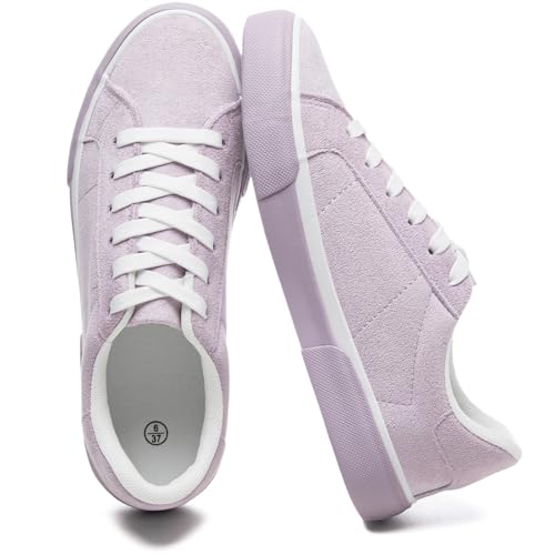 Uoidru Sneakers für Damen, Tennisschuhe, Wildleder, Freizeitschuhe, modisch, bequem, Walking-Sneaker, Violett, 38.5 EU von Uoidru