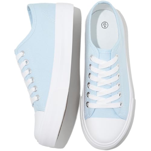 Uoidru Weiße Tennis-Canvas-Schuhe für Damen, schwarze Canvas-Sneaker, modische Sneaker, klassische Schnürschuhe, Wanderschuhe, Blau, 42 EU Uoidru Weiße Tennis-Canvas-Schuhe für Damen, schwarze Canvas-Sneaker, modische Sneaker, klassische Schnürschuhe, Wanderschuhe, Blau, 42 EU von Uoidru