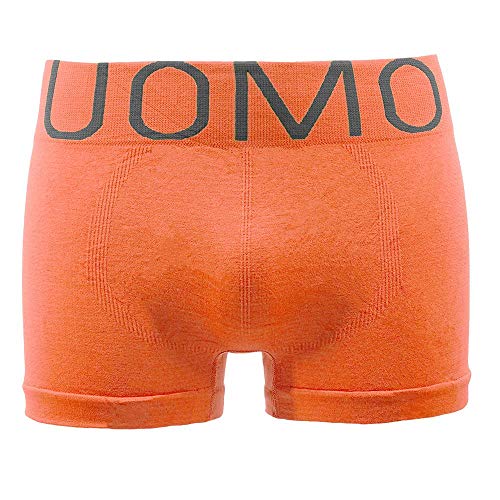 Uomo Boxershorts Unterhosen Boxer Shorts Schwarz Unterhose Neonfarben 6er Pack (Orange, M/L) von Uomo