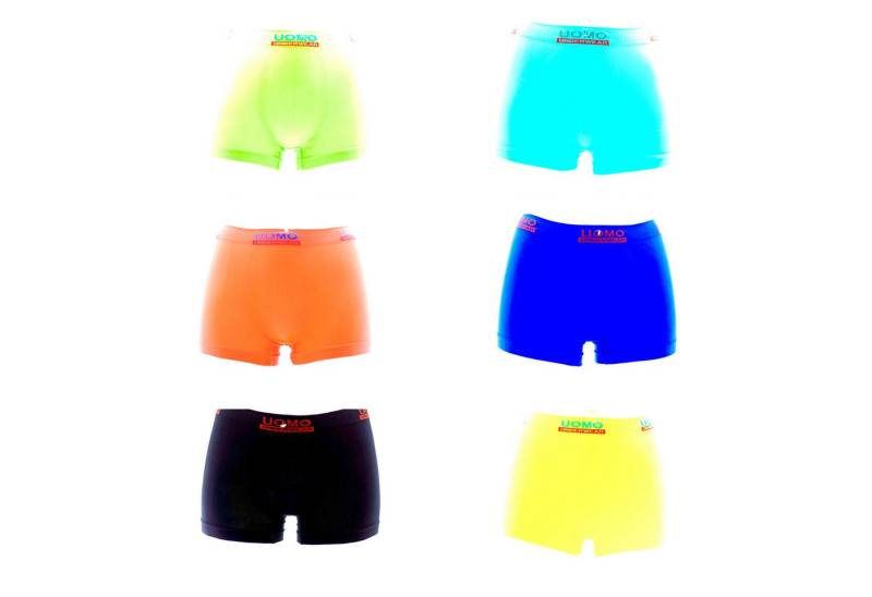 Uomo Boxershorts Uomo Kinderboxershorts Neonfarbe 6er Pack Microfaser 915 Atmungsaktiv von Uomo